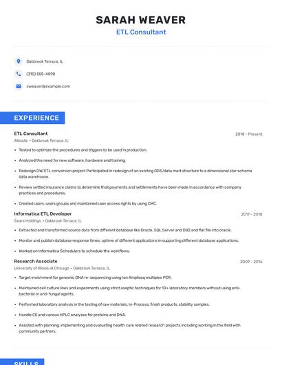 ETL Consultant Resume