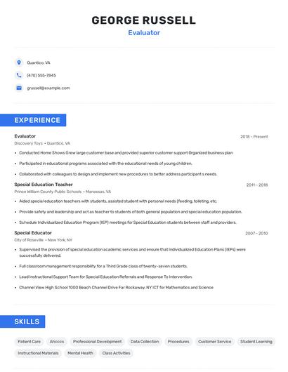 Evaluator Resume