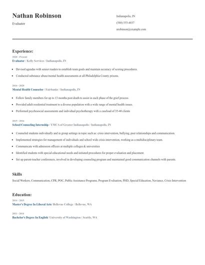 Evaluator Resume