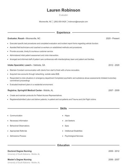 Resume example 1