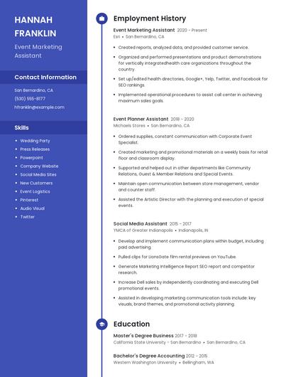 Event Marketing Assistant Resume