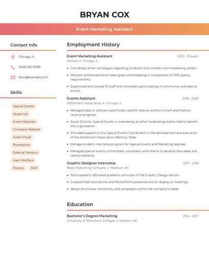 Event Marketing Assistant Resume