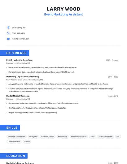 Event Marketing Assistant Resume