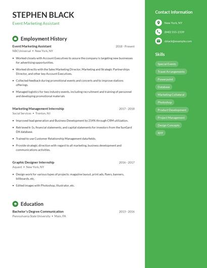 Event Marketing Assistant Resume
