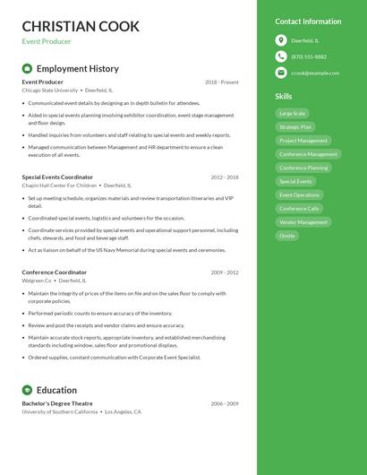 Event Producer Resume
