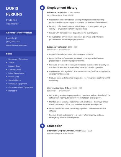 Evidence Technician Resume