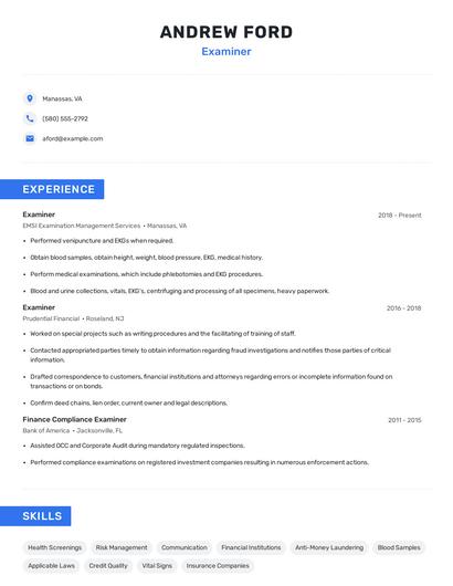 Examiner Resume