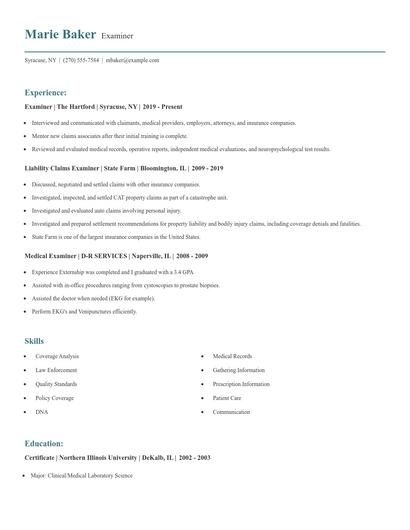 Examiner Resume