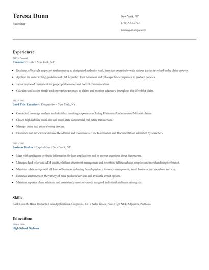 Examiner Resume