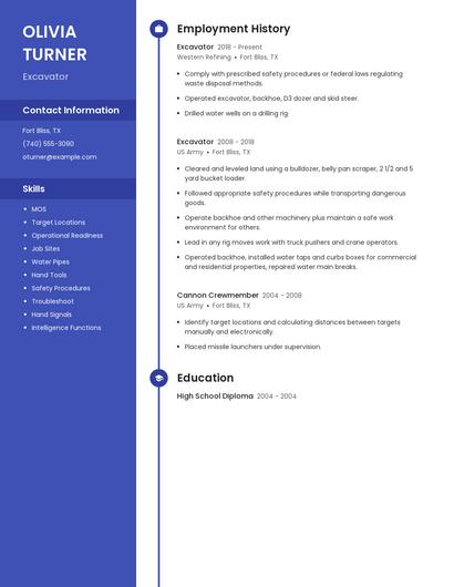 Excavator Resume
