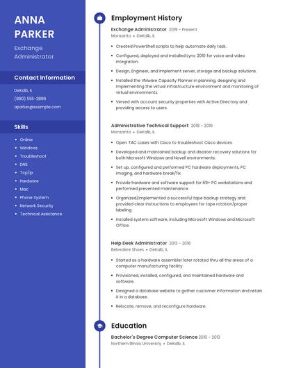 Exchange Administrator Resume