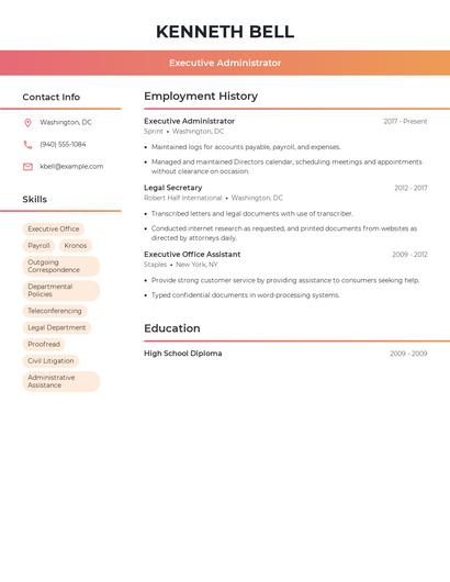 Executive Administrator Resume