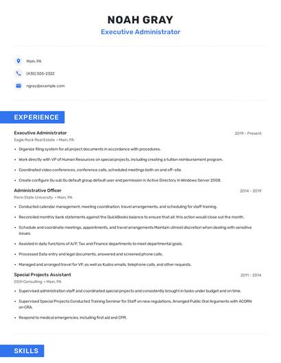 Executive Administrator Resume