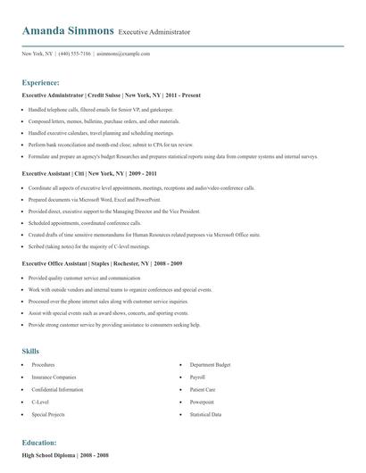 Executive Administrator Resume