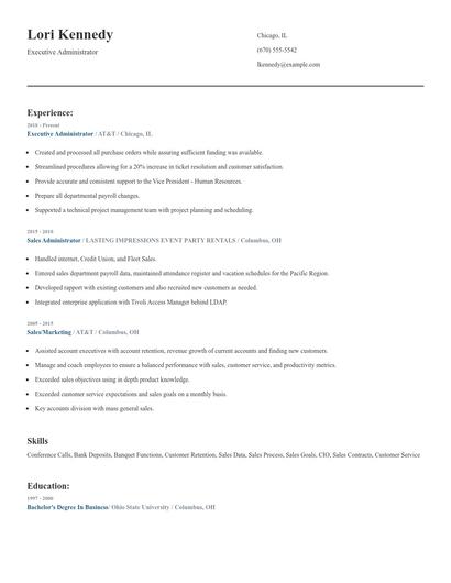 Executive Administrator Resume