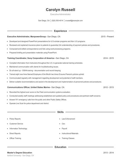 Resume example 1