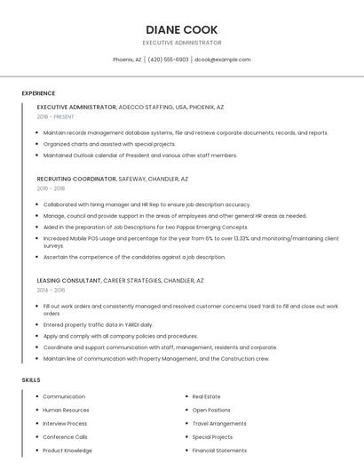 Executive Administrator Resume