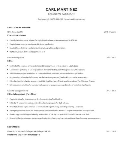 Executive Assistant Resume
