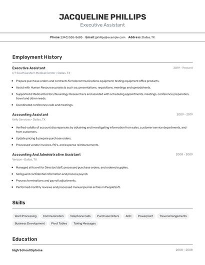Executive Assistant Resume