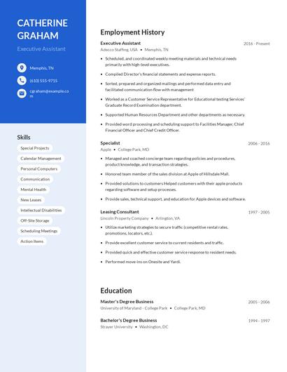 Executive Assistant Resume