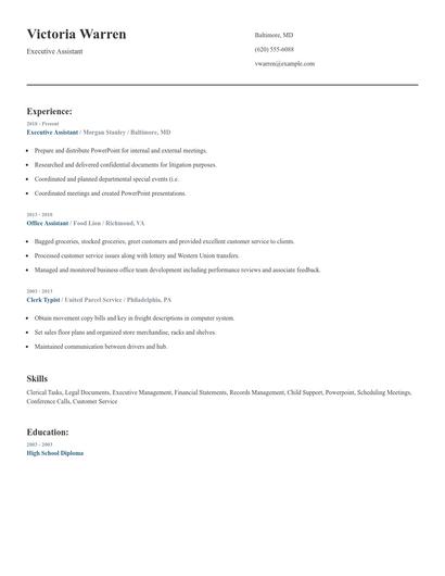 Executive Assistant Resume