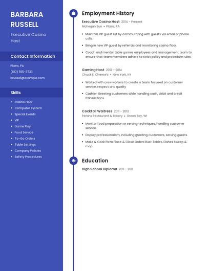 Executive Casino Host Resume