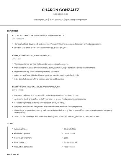 Executive Chef Resume