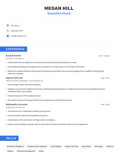 Executive Coach Resume
