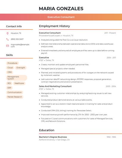 Executive Consultant Resume