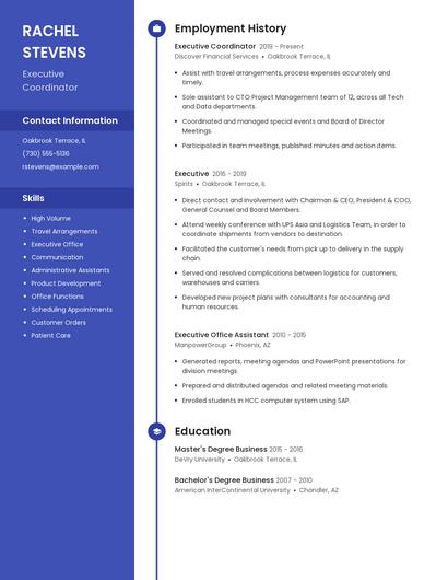 Executive Coordinator Resume