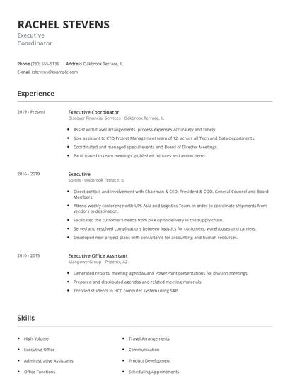 Executive Coordinator Resume