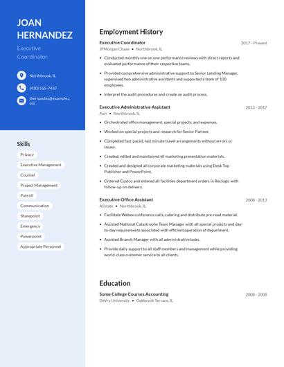Executive Coordinator Resume
