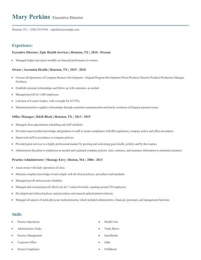 Executive Director Resume