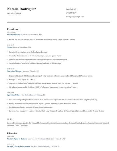 Executive Director Resume