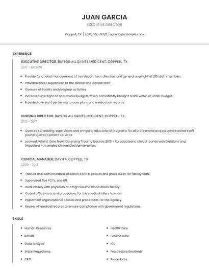 Executive Director Resume