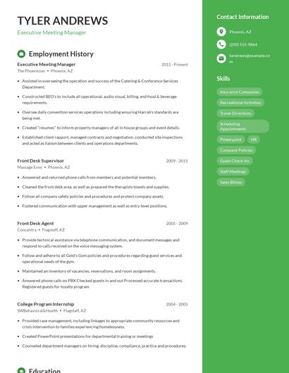 Executive Meeting Manager Resume