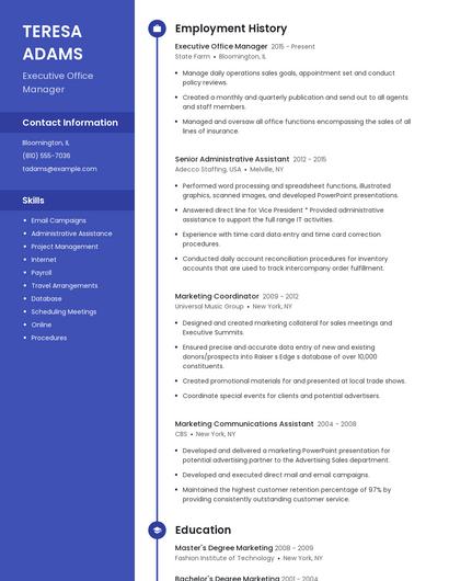 Executive Office Manager Resume