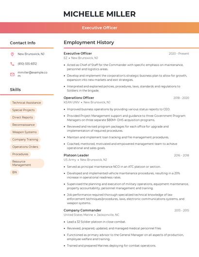 Executive Officer Resume