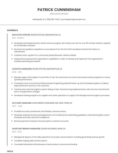 Executive Officer Resume