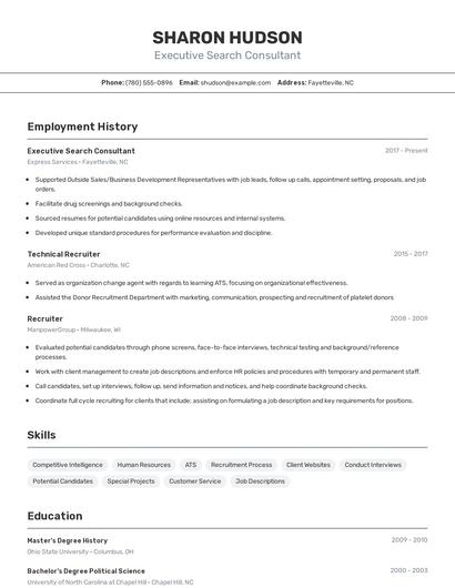 Executive Search Consultant Resume
