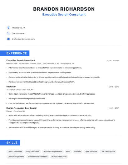 Executive Search Consultant Resume