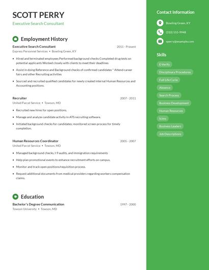 Executive Search Consultant Resume