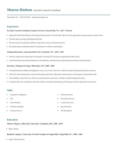 Executive Search Consultant Resume