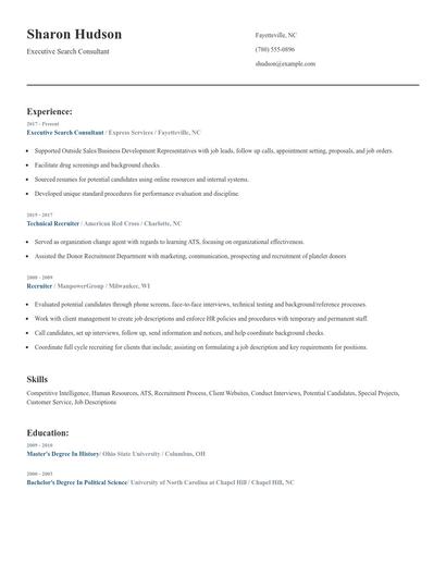 Executive Search Consultant Resume