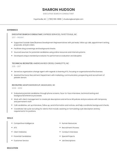 Executive Search Consultant Resume