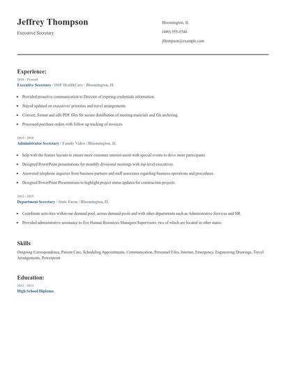 Executive Secretary Resume