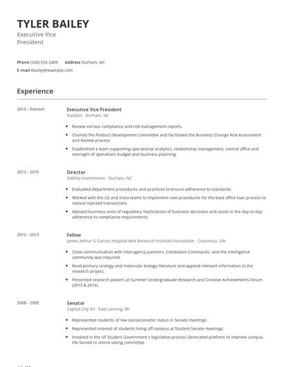 Executive Vice President Resume