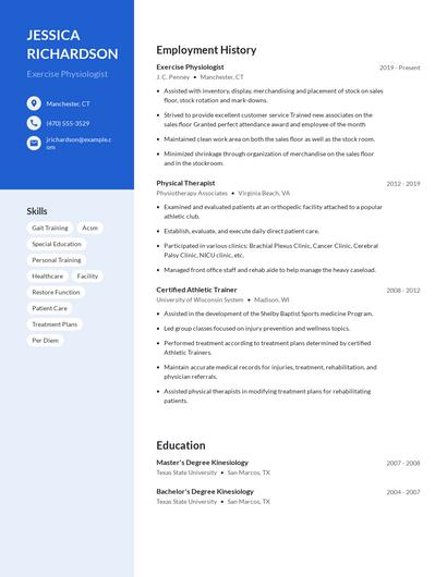 Exercise Physiologist Resume