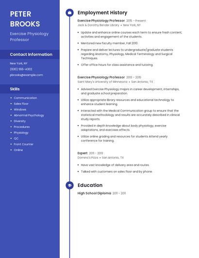 Exercise Physiology Professor Resume