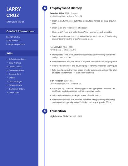 Exercise Rider Resume